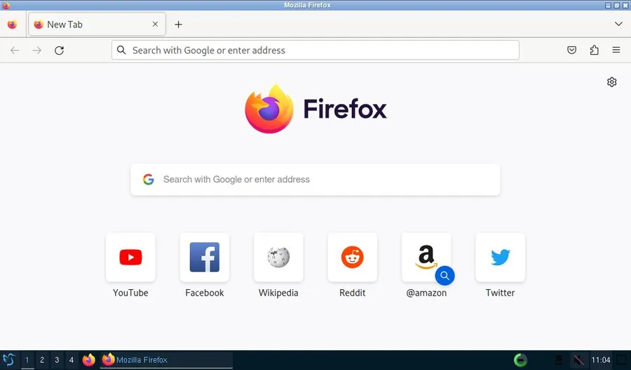 LXQt 환경에서 파이어폭스 브라우저를 실행한 모습.